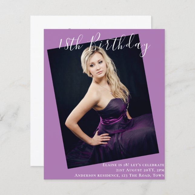 BUDGET 18th Birthday PHOTO Invite Announcement (Front/Back)