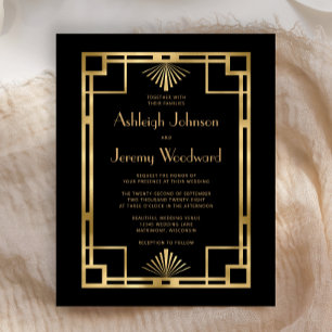 Budget 1920s Vintage Deco Black Gold Wedding