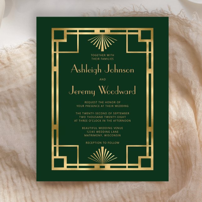 Budget 1920s Vintage Deco Green Gold Wedding (Creator Uploaded)