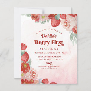 Budget 1st Birthday Berry First Birthday Invite