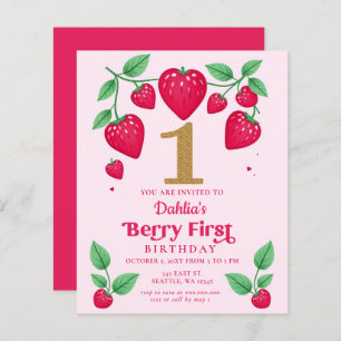 Budget 1st Birthday Berry First Birthday Invite
