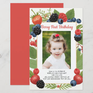 Budget 1st Birthday Berry First Photo Invite