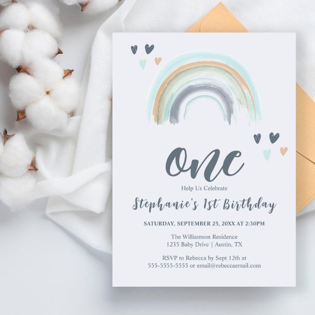 Budget 1st Birthday Blue Boho Rainbow (Creator Uploaded)