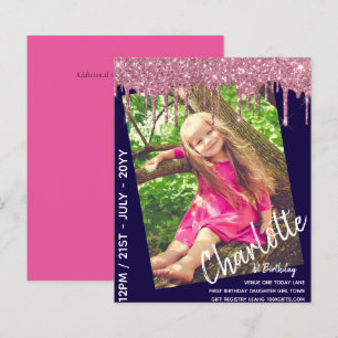 BUDGET 1st Birthday Girl One Today PHOTO Invite