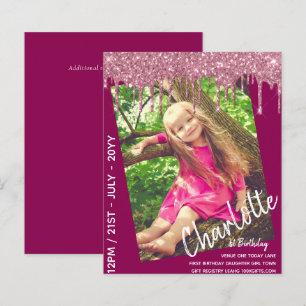 BUDGET 1st Birthday Girl One Today PHOTO Invite