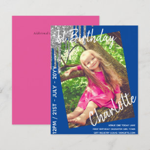 BUDGET 1st Birthday Girl One Today PHOTO Invite