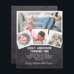 BUDGET 1st Birthday PHOTO Invite or THANK YOU<br><div class="desc">Beautifully modern 4 x PHOTO COLLAGE with overlay text and trendy typography layout with text template fields on both sides (qr scanning code optional) so you can add all your required party event announcement thank you details. This all-in-1 birthday item can be used as an announcement, celebration invitation or as...</div>