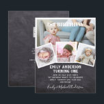 BUDGET 1st Birthday PHOTO Invite or THANK YOU<br><div class="desc">Beautifully modern 4 x PHOTO COLLAGE with overlay text and trendy typography layout with text template fields on both sides (qr scanning code optional) so you can add all your required party event announcement thank you details. This all-in-1 birthday item can be used as an announcement, celebration invitation or as...</div>