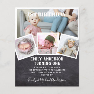 BUDGET 1st Birthday PHOTO Invite or THANK YOU Flyer