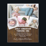 BUDGET 1st Birthday PHOTO Invite or THANK YOU Flyer<br><div class="desc">Beautifully modern 4 x PHOTO COLLAGE with overlay text and trendy typography layout with text template fields on both sides (qr scanning code optional) so you can add all your required party event announcement thank you details. This all-in-1 birthday item can be used as an announcement, celebration invitation or as...</div>