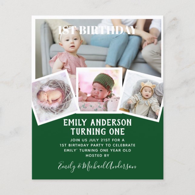 BUDGET 1st Birthday PHOTO Invite or THANK YOU Flyer (Front)