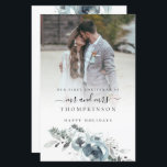 Budget 1st Christmas Mr Mrs Photo Foliage Holiday<br><div class="desc">Budget First Christmas as Mr and Mrs Photo Winter Foliage Holiday card. A budget price 5.5 x 8.5" flat card for your festive greetings on a shiny SEMI GLOSS 110 lb card stock (similar to the thickness of a postcard) PLEASE NOTE: The envelope supplied with this card is larger than...</div>