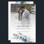 Budget 1st Christmas Mr Mrs Photo Foliage Holiday<br><div class="desc">Budget First Christmas as Mr and Mrs Photo Winter Foliage Holiday card. A budget price 5.5 x 8.5" flat card for your festive greetings on a shiny SEMI GLOSS 110 lb card stock (similar to the thickness of a postcard) PLEASE NOTE: The envelope supplied with this card is larger than...</div>