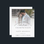 Budget 1st Christmas Mr Mrs Photo Holiday Card<br><div class="desc">First Christmas Mr and Mrs Photo Names. A budget price SMALLER 4.5” x 5.6” flat card for your festive greetings on a shiny SEMI GLOSS 110 lb card stock (similar to the thickness of a postcard) PLEASE NOTE: The envelope supplied with this card is slightly larger than the card itself....</div>