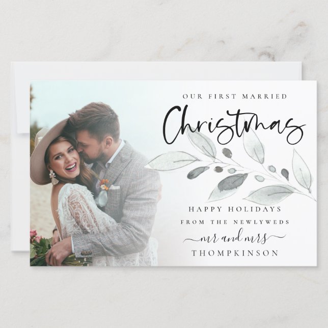 Budget 1st Married Christmas Photo Foliage Holiday (Front)