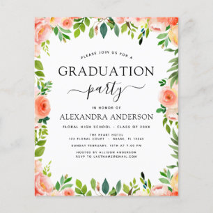 Budget 2021 Coral Peach Graduation Invitation Flyer