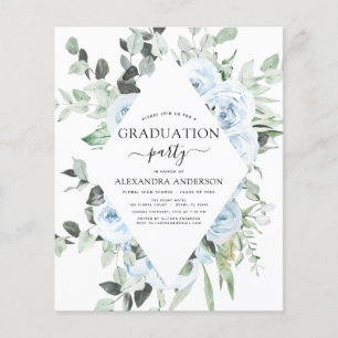Budget 2021 Dusty Blue Graduation Floral Flyer
