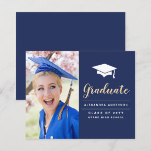 Budget 2021 Navy Blue Gold Photo Graduation