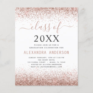 Budget 2021Graduation Pink Rose Gold Glitter Flyer