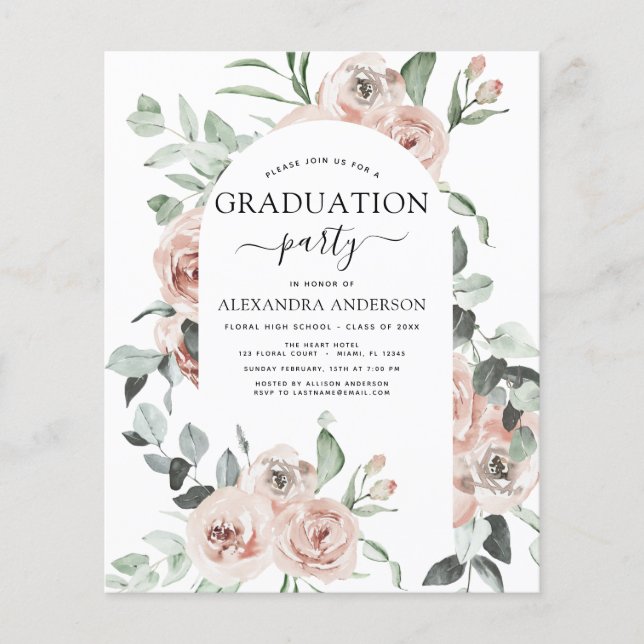 Budget 2022 Dusty Pink Graduation Floral Flyer (Front)