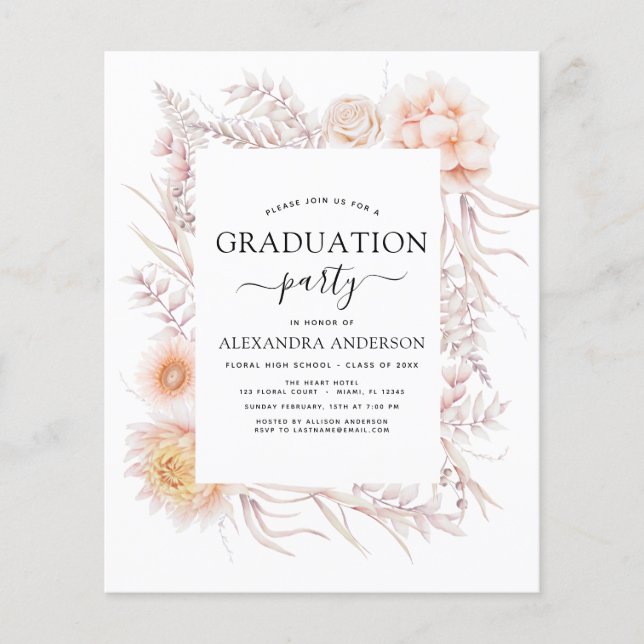 Budget 2022 Graduation Boho Chic Dusty Pink Desert Flyer (Front)