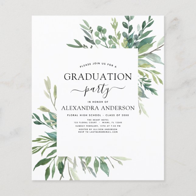 Budget 2022 Graduation Botanical Greenery Flyer (Front)