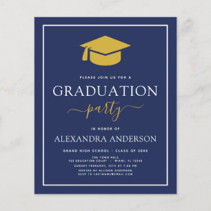Budget 2022 Graduation Navy Blue Gold Invitation