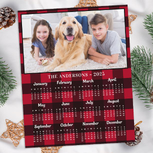 Budget 2022 Photo Red Plaid 12 Month Calendar Card