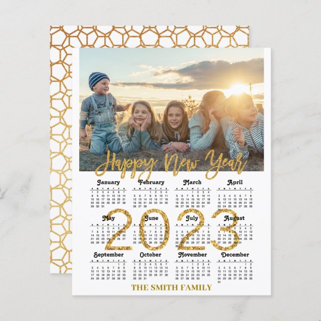 BUDGET 2023 Calendar Modern Family Photo Card (Front/Back)