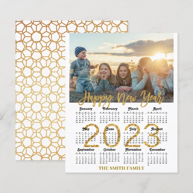 BUDGET 2023 Calendar Modern Family Photo Card (Front/Back)