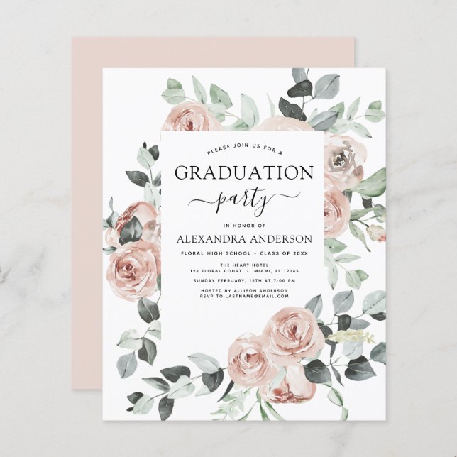 Budget 2023 Dusty Pink Graduation Floral (Front/Back)