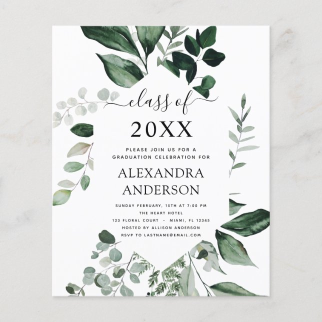 Budget 2023 Graduation Botanical Greenery Flyer (Front)
