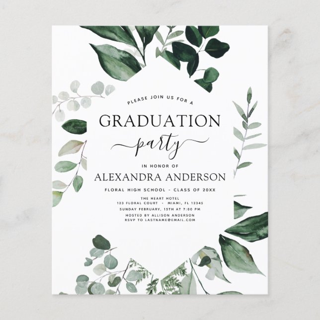 Budget 2023 Graduation Botanical Greenery Flyer (Front)