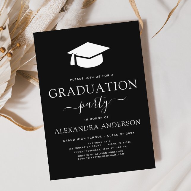 Budget 2023 Graduation Party Black Invitation (Creator Uploaded)