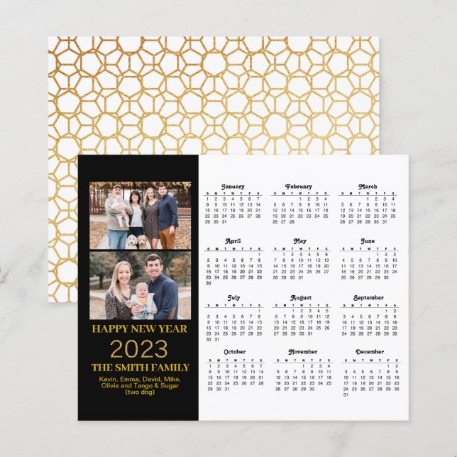 Budget 2023 Modern Gold Script Photo Calendar Card (Front/Back)