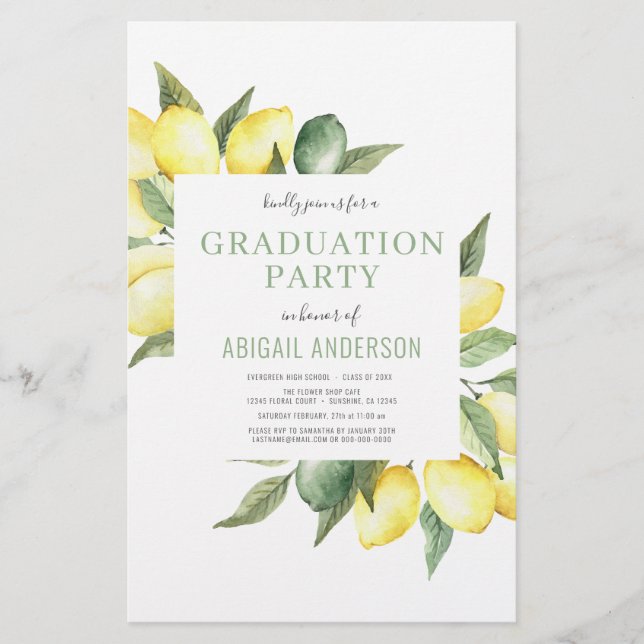 Budget 2023 Photo Lemon Grad Party Invitation Flyer (Front)