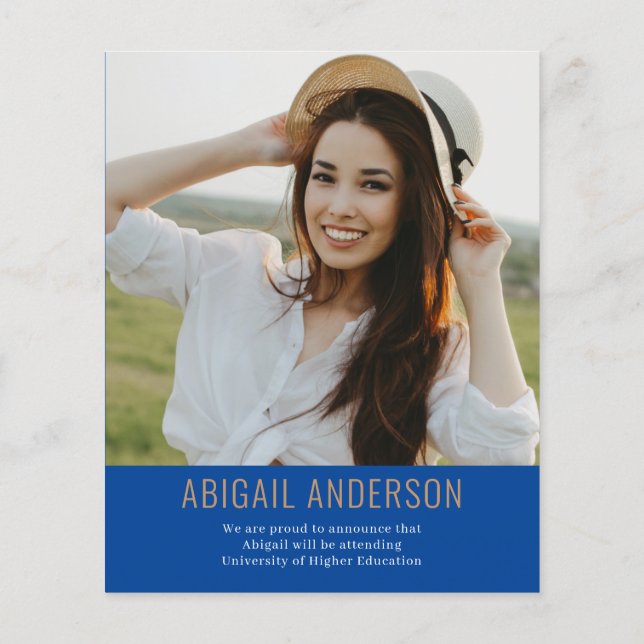 Budget 2023 Simple Grad Photo Blue Gold Invitation Flyer (Back)