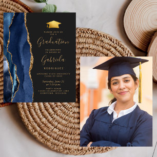 Budget 2024 Graduation Blue Agate Photo Invite