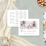 Budget 2025 Calendar 2 Photo Merry Christmas<br><div class="desc">Budget 2025 Calendar 2 Photo Merry Christmas. A budget price smaller 4.5 x 5.6 “ alternative on 110lbs, similar in thickness to a postcard. There is ONE per sheet. Simply replace the two sample photos with your own and personalise with your greeting and names at the bottom. Merry Christmas is...</div>