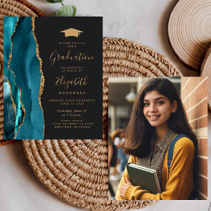 Budget 2025 Graduation Teal Agate Photo Invite