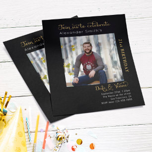 Budget 21st Birthday Black Invitation Flyer