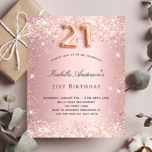 Budget 21st birthday blush pink rose glitter dust