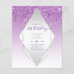 BUDGET 21st Birthday Dripping Glitter Glamour Invi Flyer
