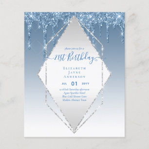 BUDGET 21st Birthday Dripping Glitter Glamour Invi Flyer