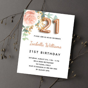 Budget 21st birthday floral rose gold eucalyptus