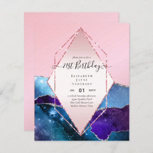 BUDGET 21st Birthday Glittery AGATE Sparkle Invite