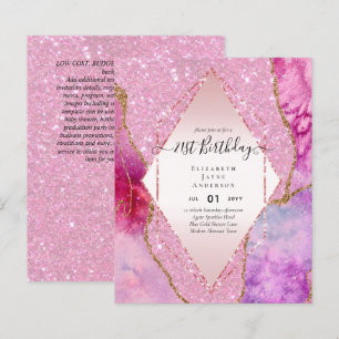 BUDGET 21st Birthday Glittery AGATE Sparkle Invite