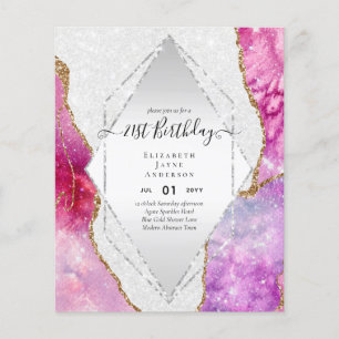 BUDGET 21st Birthday Glittery AGATE Sparkle Invite Flyer