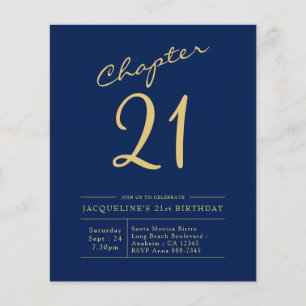 Budget 21st Birthday Invitation Navy Blue Flyer