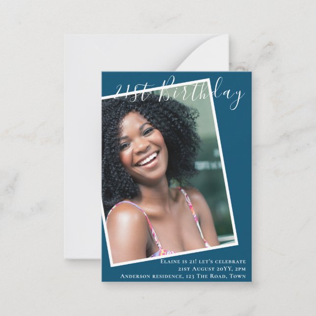 BUDGET 21st Birthday Invite PHOTO Keepsake (Front)